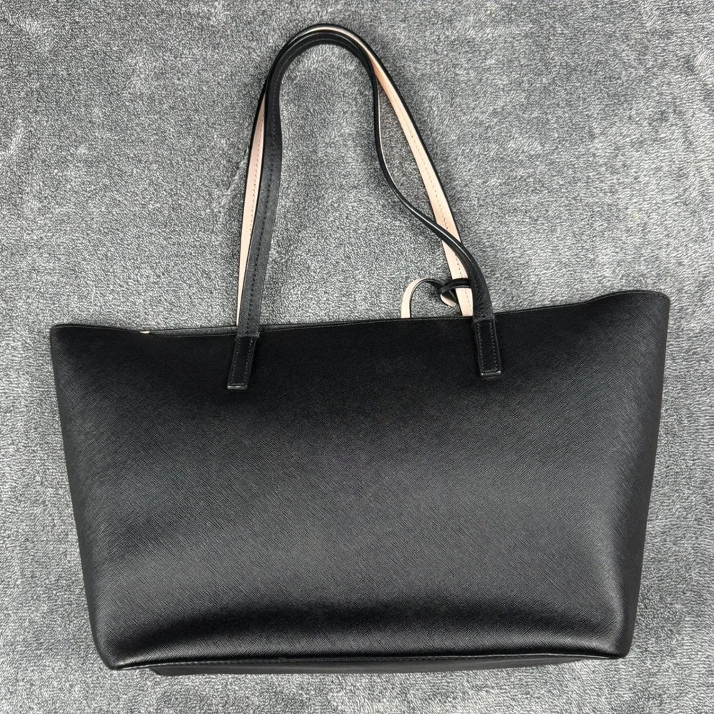 Kate Spade New‎ York Black Saffiano Leather Tote Bag Pink Interior V095